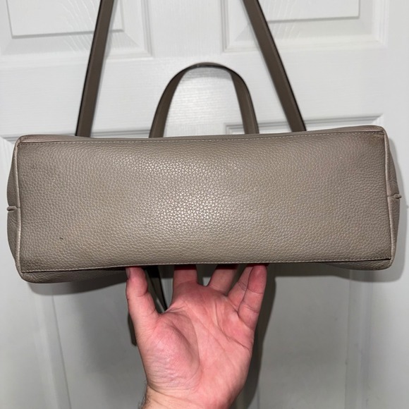 Tory Burch Pebbled Leather Taupe-Gray Tote Tassel Shoulder Bag Handbag Purse‎ - Picture 6 of 16